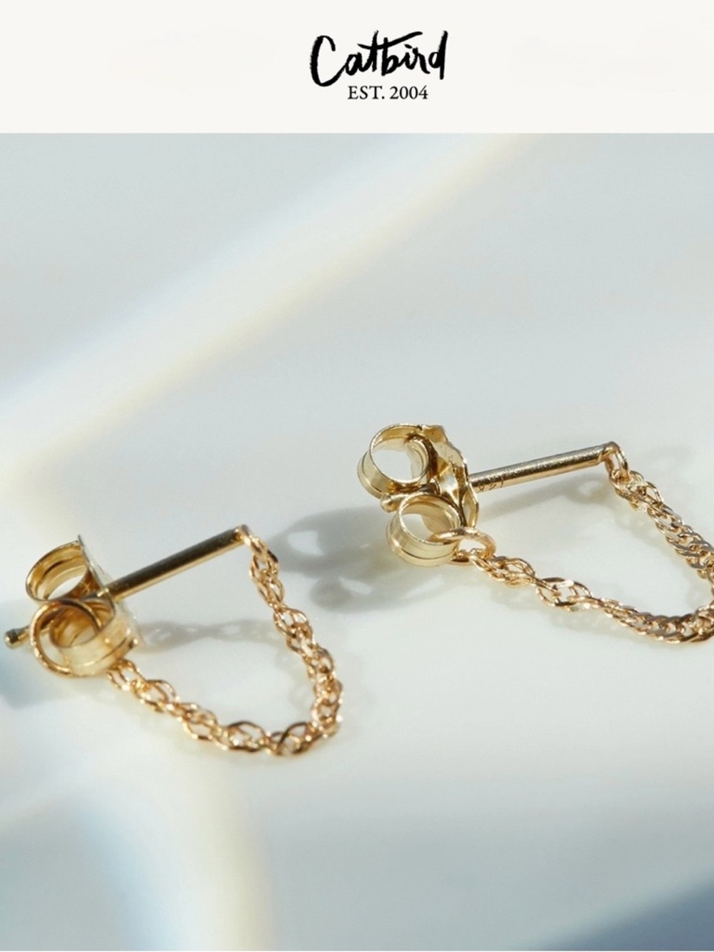 Catbird Sweet Nothing Gold Chain Stud Earring (Single) 14k Yellow Gold - Picture 8 of 8